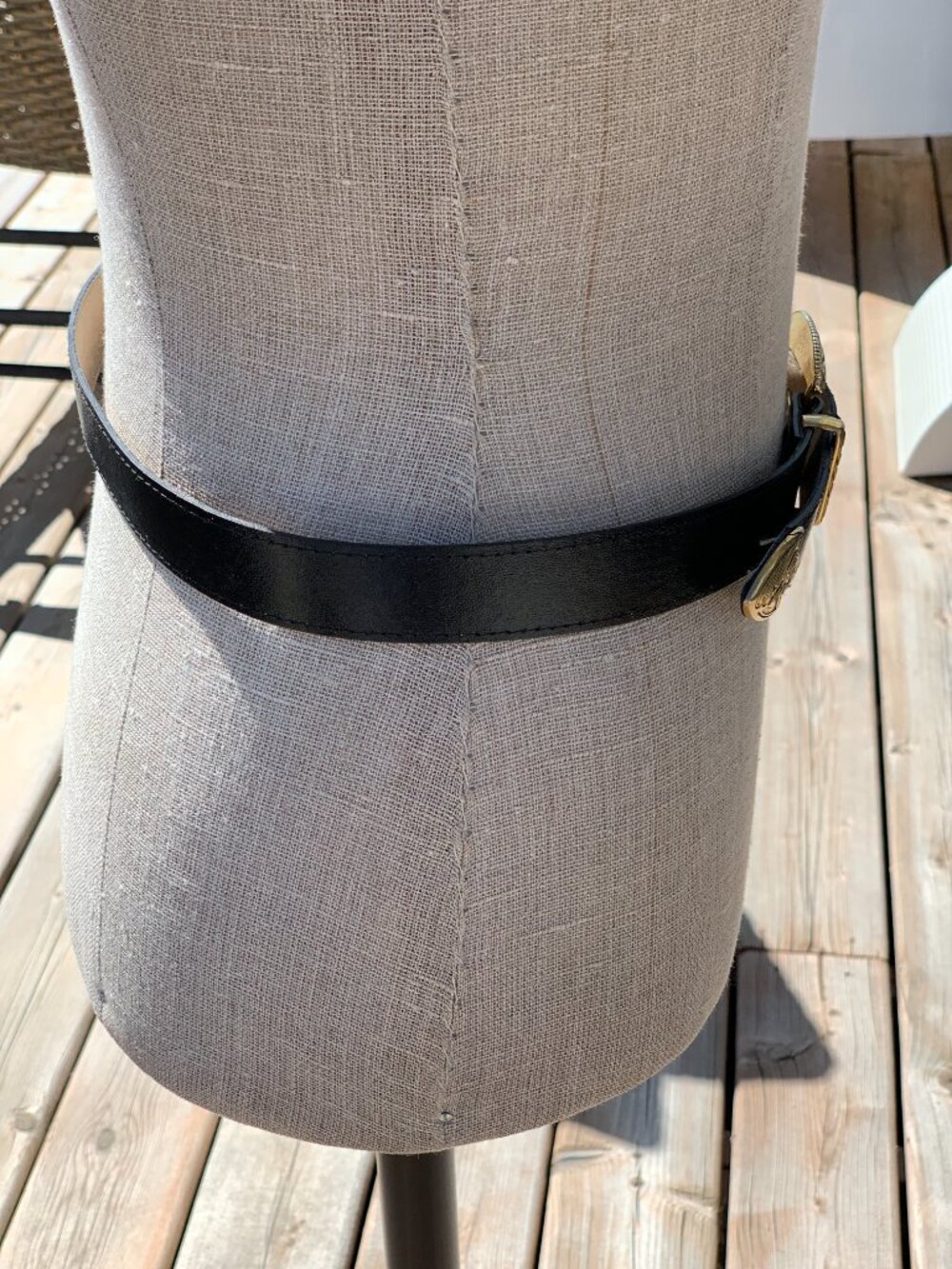 Vintage 90s Western Belt Women's M Black Leather Gold Buckle Southwestern Boho - Picture 8 of 15